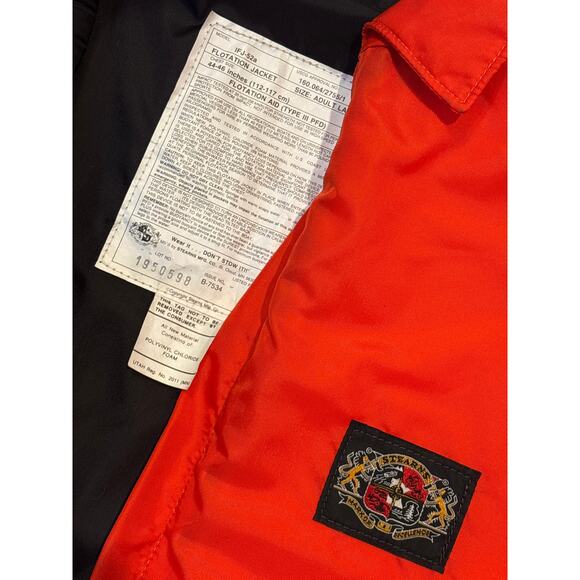 Stearns fisherman floatation aid type 3 pfd jacket adult Large neon orange - Picture 2 of 7